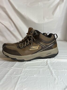 Skechers Mens 12 Brown Waterproof Hiking Shoes Outdoor Trail Memory Foam